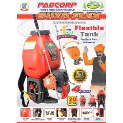 Pad Corp Suzo Flex, India's 1St Flexible Tank Premium 4 Stroke Petrol Engine Operated Power Sprayer, 20 Liter Capacity